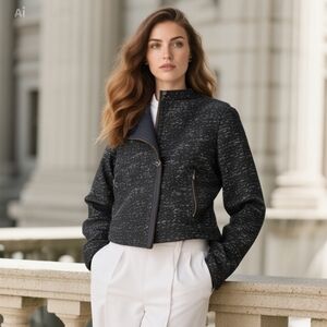 GAP Women's Jacket Moto Wool Blend Long Sleeve Size S Small